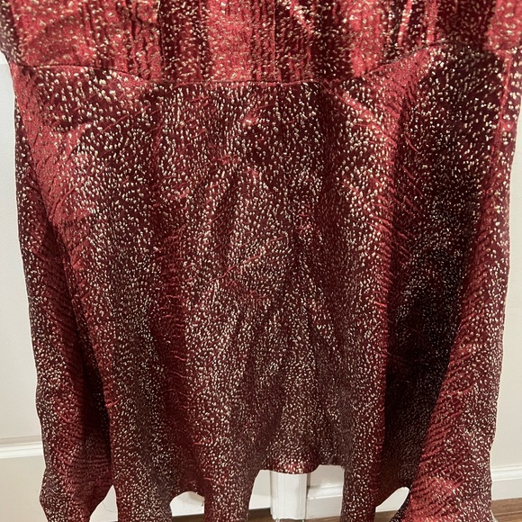 ML Monique Lhuillier Red Metallic High Low Gown Size 6 US $595 - Picture 11 of 13